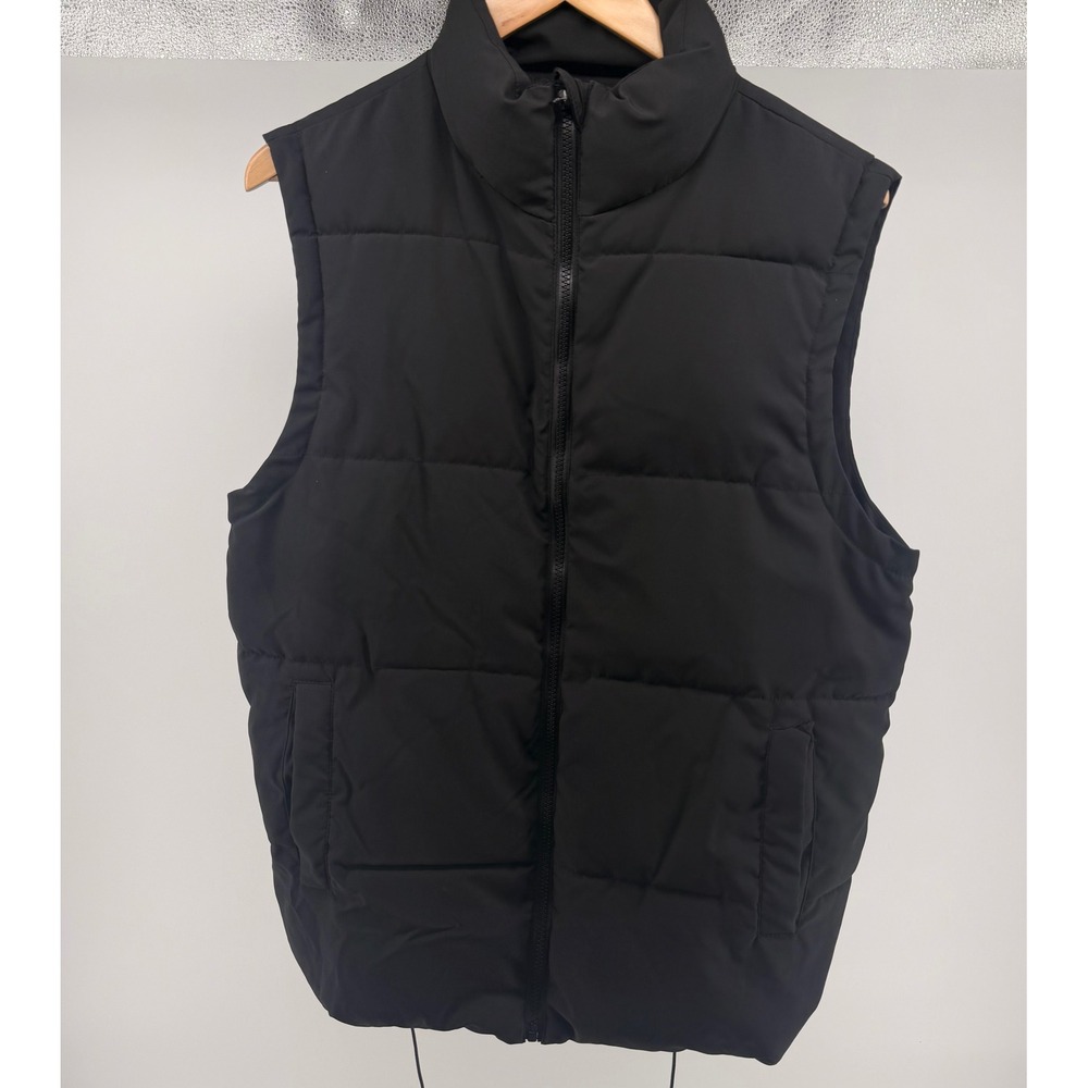 Princess Polly Black Puffer Vest Sleeveless Pockets Drawstring Waist XS S